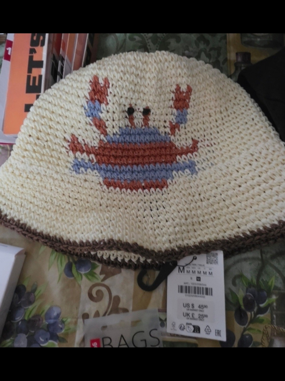 ZARA NWT Crab Crochet Bucket Hat
